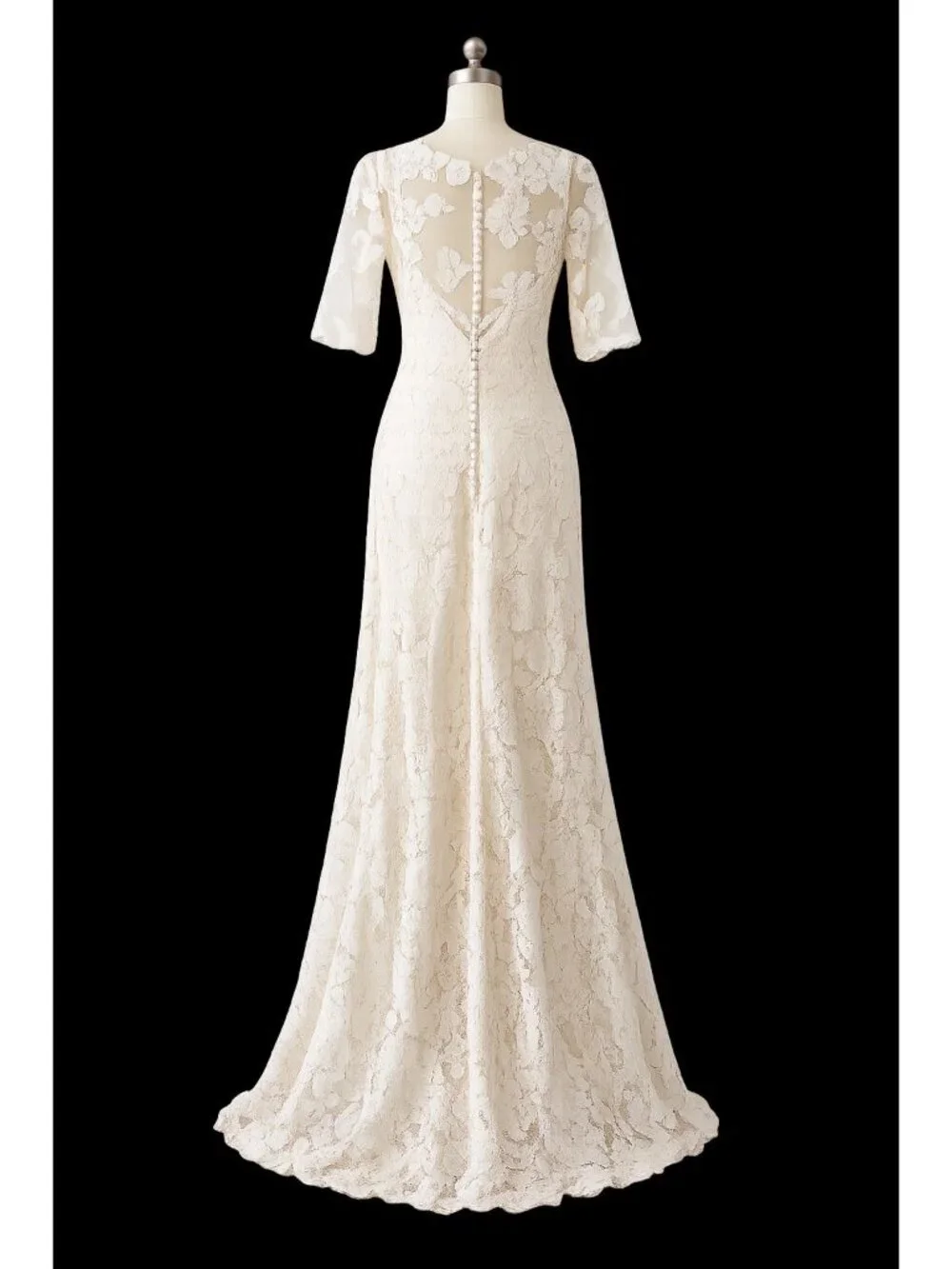 Elegant Wedding Dresses V-Neck Lace Applique Illusion Bridal Gowns Siren Trumpet